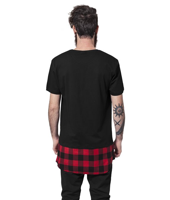 Long Shaped Flanell Bottom Tee black-black-red 1